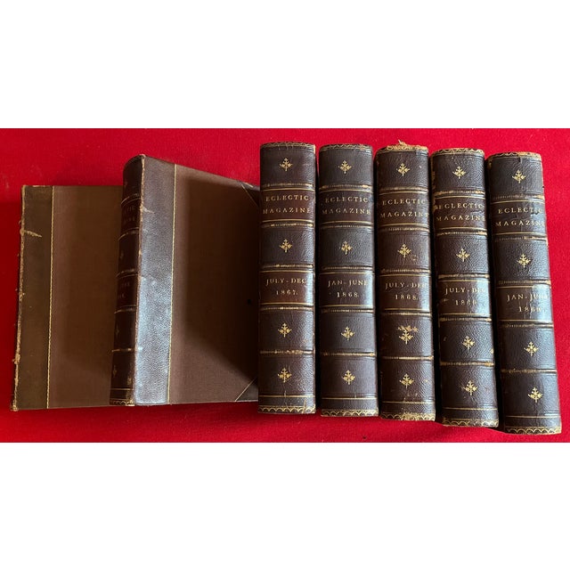 Animal Skin Fine Leather Bindings - Civil War Era Books - Eclectic Magazine Published in New York City - 7 Volumes For Sale - Image 7 of 11