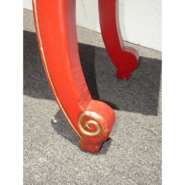 Vintage Chinese Asian Red & Black Lacquer W Gold Trim Side Table, Altar Table For Sale - Image 10 of 16