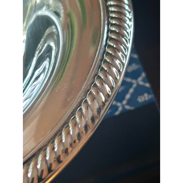 Metal Vintage Wm Rogers Silver Plate Pedestal Dish With Gadroon Trim For Sale - Image 7 of 10