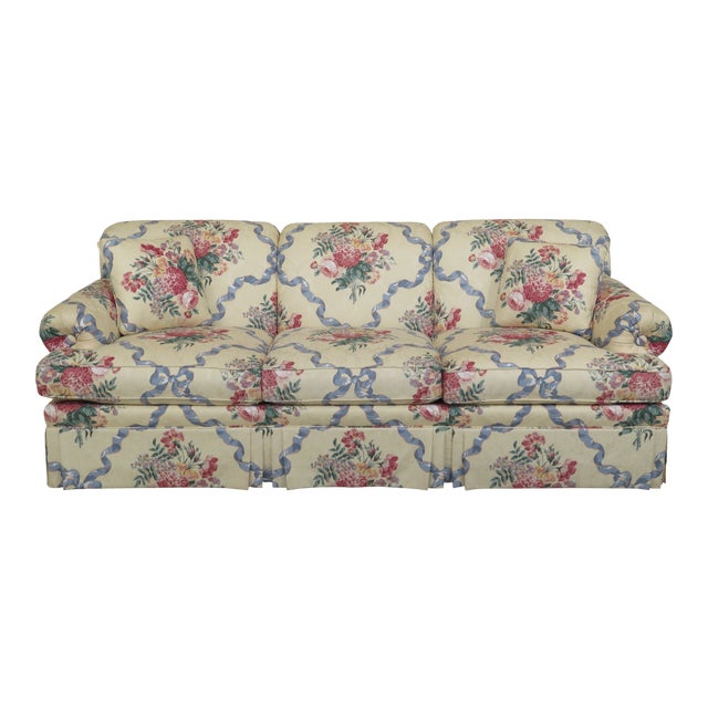 1990s Vintage Ethan Allen Yellow Floral Upholstered Sofa Chairish
