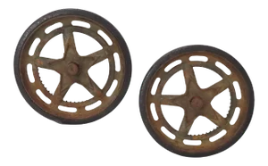 Antique American Industrial Era Cast Iron Lawn Mower Wheels a Pair