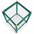 Charming vintage two-tier side table dating from around the 1980s. The metal frame features a striking turquoise faux-...