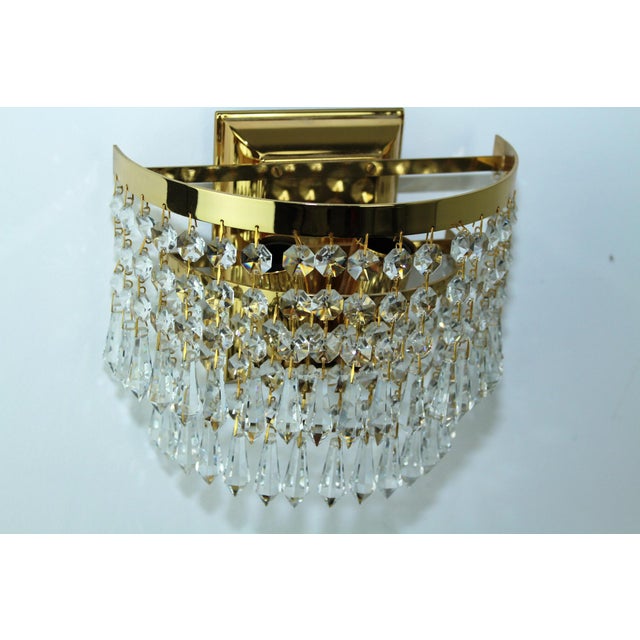 1980s Crystal & Brass Wall Light from Dotzauer, 1980s For Sale - Image 5 of 10