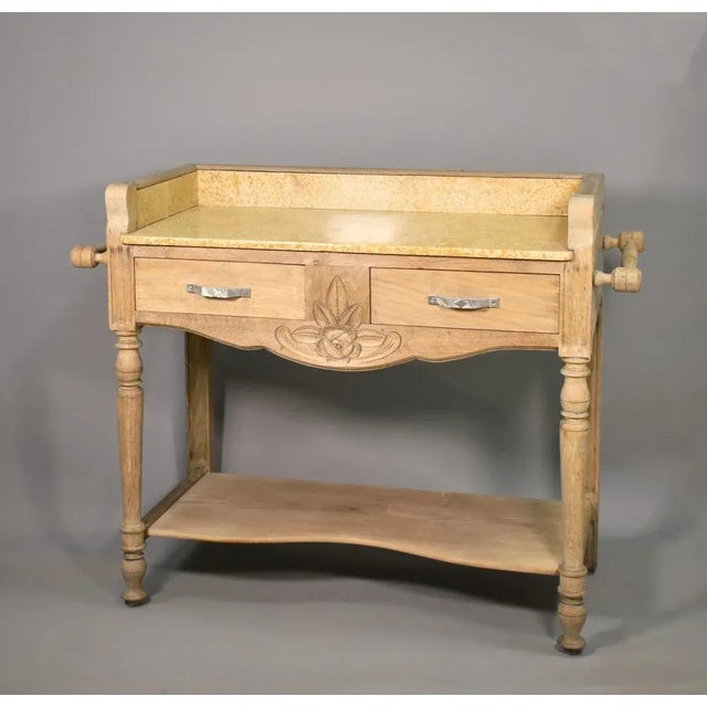 Art Deco French Bleached Oak Washstand, 1920s For Sale - Image 3 of 16