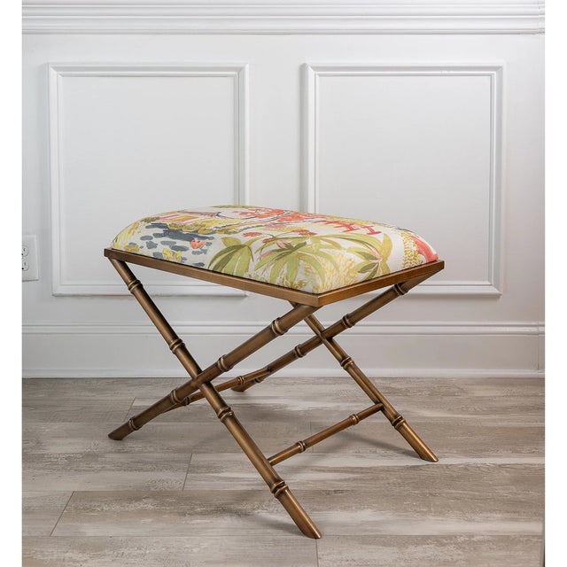 Lauderdale Brass Bamboo Leg Bench, Imperial Summer For Sale In Chicago - Image 6 of 11