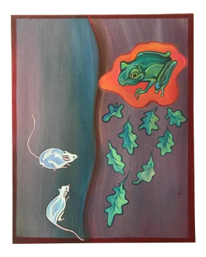 Boho Vintage Folk Art Painting "Frog"