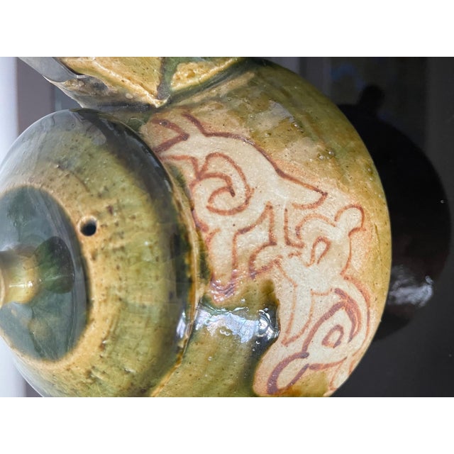 Modern Japanese Studio Pottery Oribe Tea Pot by Ken Matsuzaki For Sale - Image 4 of 17