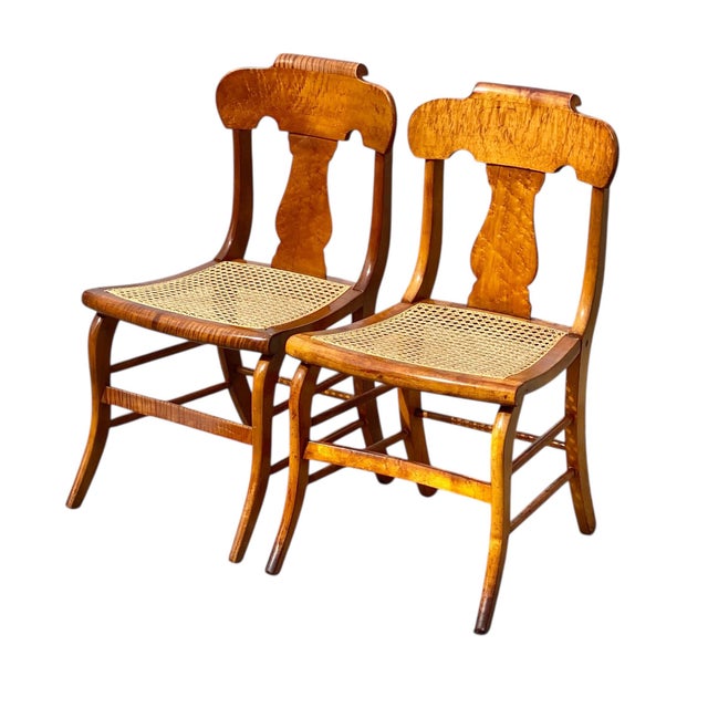 Bay Colony Antiques is proud to offer for sale this fantastic early 20th century pair of Antique Sheraton style Tiger...