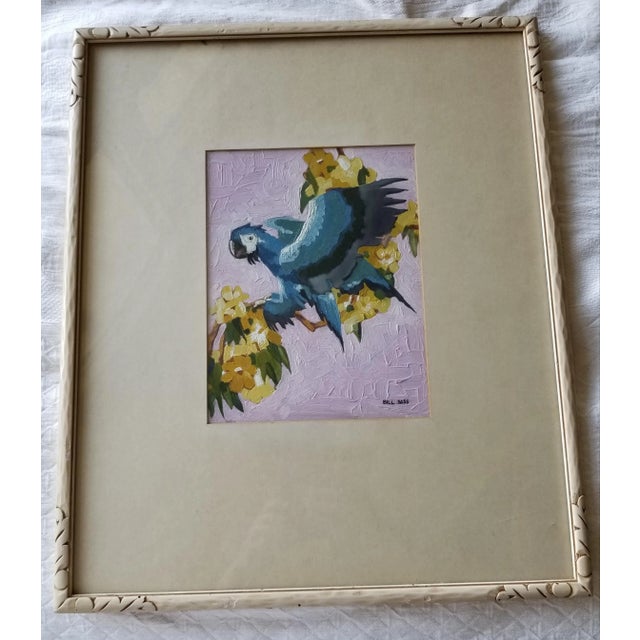 Lavender Mid 20th Century Parrot Painting by Bill Sass For Sale - Image 8 of 8