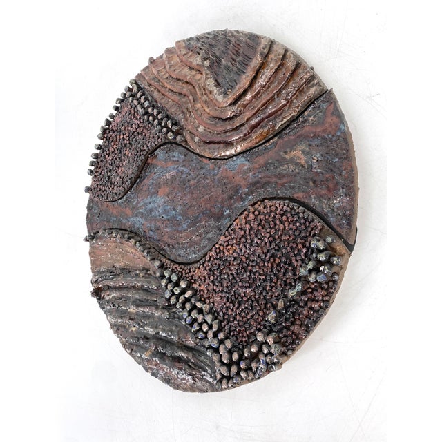 Wood Large Wall Object in Glazed Ceramic, 1950s For Sale - Image 7 of 14