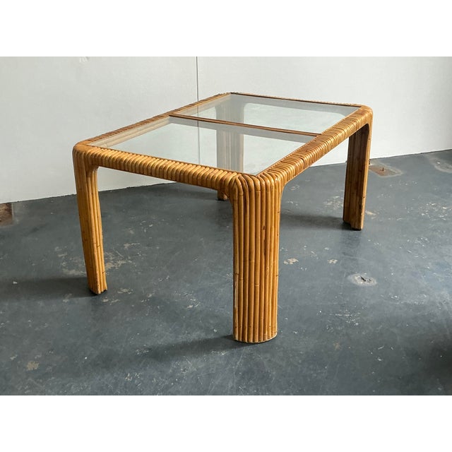 Vintage Boho Bent Rattan Dining Table For Sale - Image 9 of 12