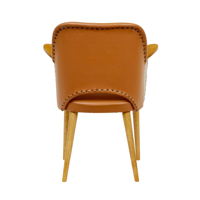 Mid-Century Modern Swedish Leather Desk Chair, 1950 For Sale - Image 4 of 8