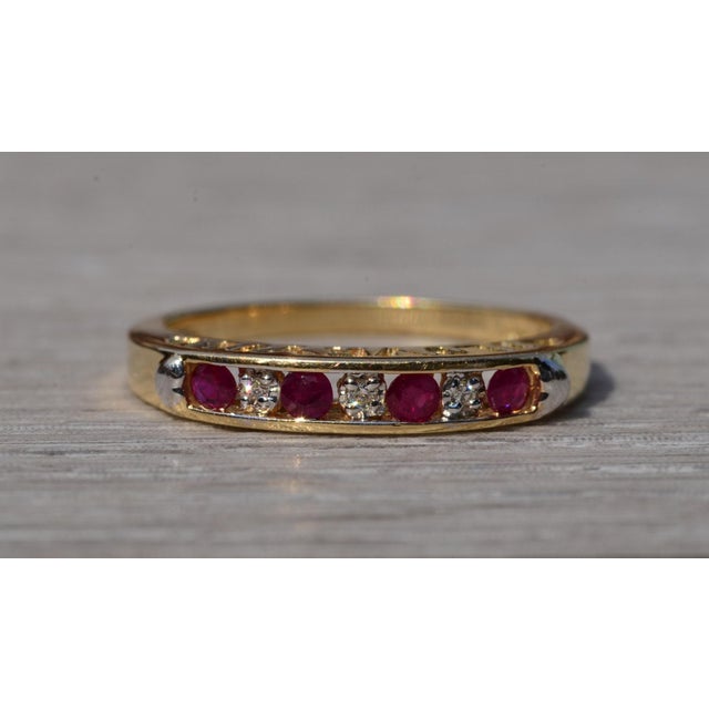 The Sovana: Yellow Gold Ruby and Diamond Band For Sale - Image 9 of 11