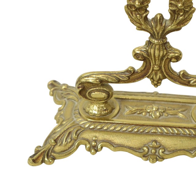 French Baroque Style Gilt Brass Table Mirror, 1950s For Sale - Image 6 of 17
