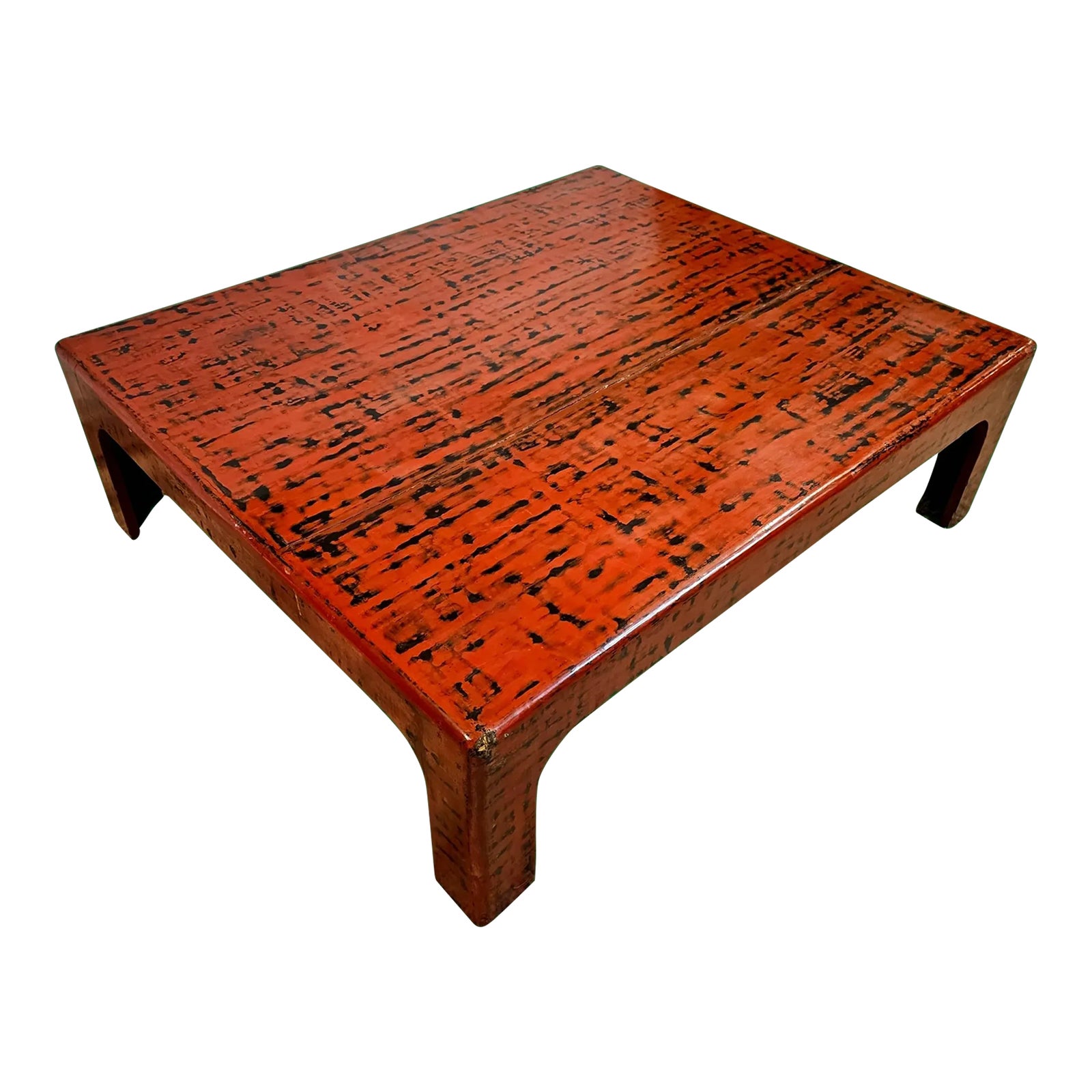1920s Japanese Red Negora Lacquered Low Square Coffee Table | Chairish