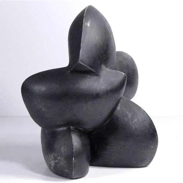 Black Abstract Patinated Plaster Sculpture, 1980s For Sale - Image 8 of 10