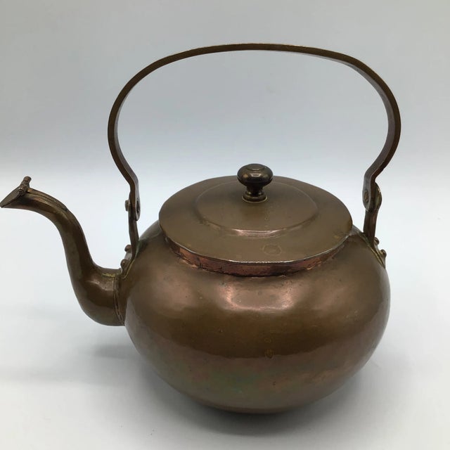 Copper Hand Hammered 1880's Copper Tea Pot For Sale - Image 8 of 13