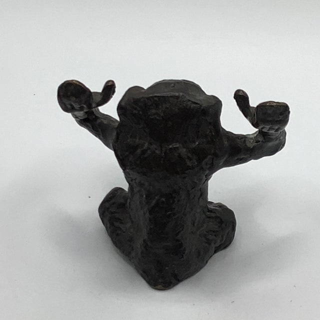 Bronze Vtg Bronze Sitting Monkey Business Card Holder For Sale - Image 8 of 9