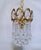 Vintage and restored chandelier with polished gold frame, plain beads and hand blown teardrops. It has 1 Edison base...