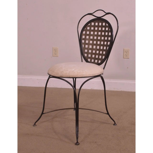 Wrought Iron Lattice Back Side Chair For Sale - Image 4 of 13