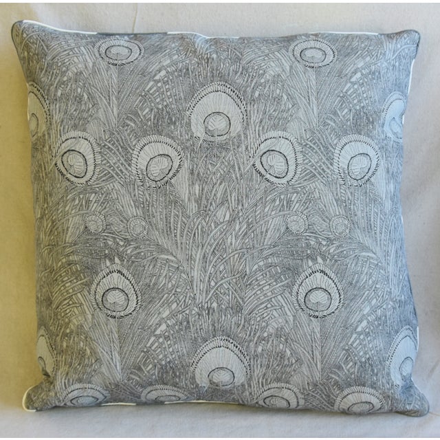 Peacock Feather Linen Feather Down Pillows 21 Square Pair