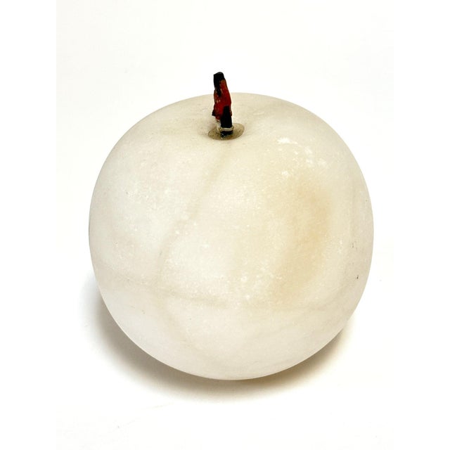 Hand-Carved Alabaster Fruit Sculptures Pear and Apple Collectible 1980s For Sale - Image 11 of 13