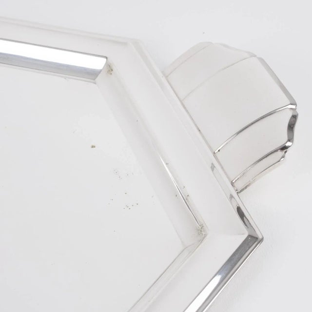 Silver Art Deco Silver Plate Barware Serving Set Tray and Crystal Dishes by Quist For Sale - Image 8 of 12