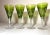Up for sale is a nice quality set of 4 hand cut to clear crystal glasses. They feature a vibrant green color cut to clear...