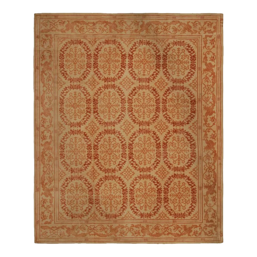Vintage Spanish Rug in Beige, With Medallions, From Rug & Kilim | Chairish