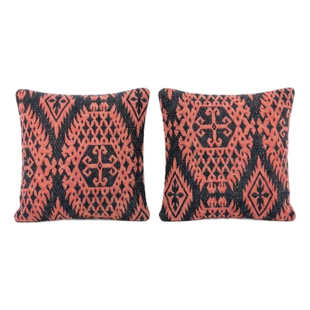 Modern Kilim Pillow Cover 16'' X 16'' - Set of Two For Sale