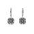 Ladies 14k White Gold 1.11ctw Round Diamond Square Pave Cluster Dangle Earrings, A Pair For Sale - Image 4 of 8