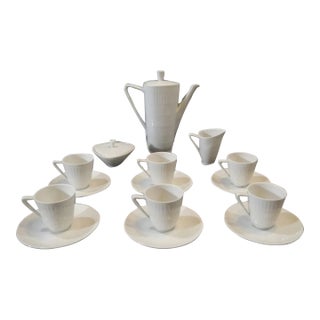 Vintage 1950's German Mid Century Modern Hutschenreuther Selb Porcelain 17-Piece Coffee Demitasse Service Set by Hans Achtziger For Sale