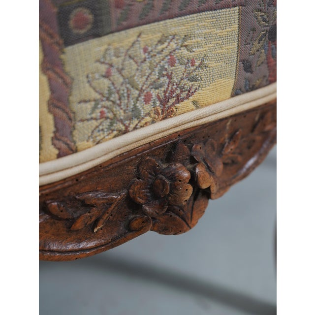 French 9 Leg Walnut Settee Loveseat For Sale - Image 16 of 18