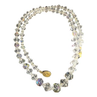 MCM Graduated Aurora Borealis Necklace With Riveted Filigree Box Clasp For Sale