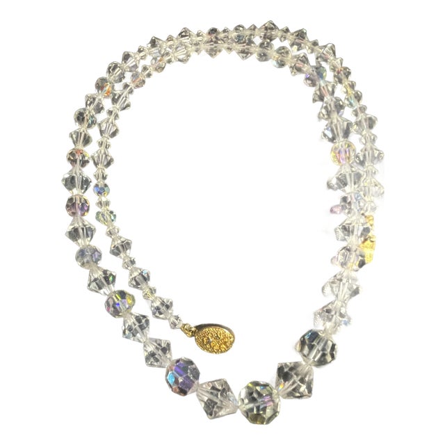 MCM Graduated Aurora Borealis Necklace With Riveted Filigree Box Clasp For Sale