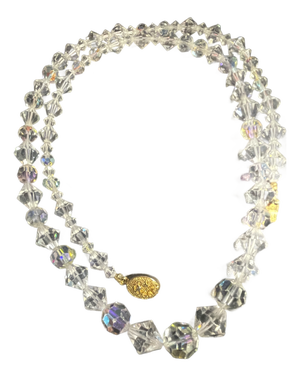 MCM Graduated Aurora Borealis Necklace With Riveted Filigree Box Clasp