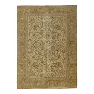 Antique Circa 1920 Hand Knotted Brown Rug 6'9 X 9'3 For Sale