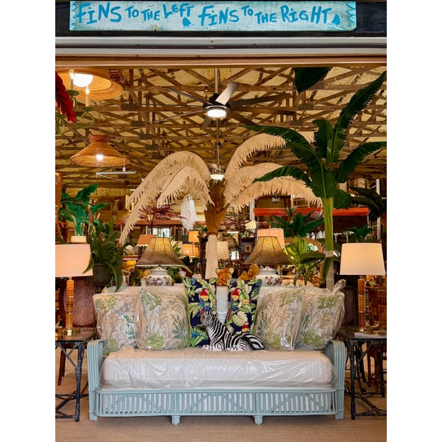 Restored Mid-Century Coastal Rattan Sofa in Catalina With Sunbrella Fabric For Sale - Image 12 of 12