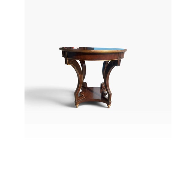 Traditional Ethan Allen Attributed Neoclassical Empire Revival Mahogany Sunburst Center Table For Sale - Image 3 of 15