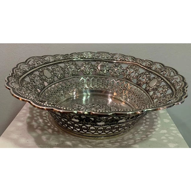 1950s Silver Openwork Bread Basket, 1950s For Sale - Image 5 of 5