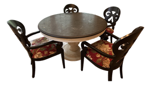 Arhaus Luca 54” Pedestal Table With 4 Arhaus Jordan Bell’Arte Armchairs