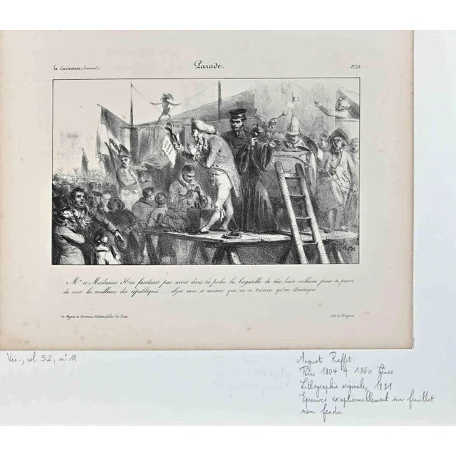 Parade is an Original Lithograph realized by Auguste Raffet in 1831. Hand-Signed by the artist on the lower right corner....