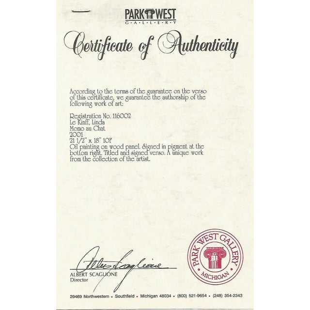 Contemporary Early 21st Century "Momo au Chat" Oil Painting by Linda Le Kinff For Sale - Image 3 of 4