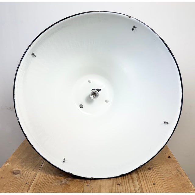 Large Industrial Black Enamel Pendant Lamp from Elektrosvit, 1960s For Sale - Image 16 of 17