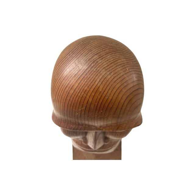 Brown Vintage Mid Century Modern Large Carved Wood Tiki Head 1960s For Sale - Image 8 of 12