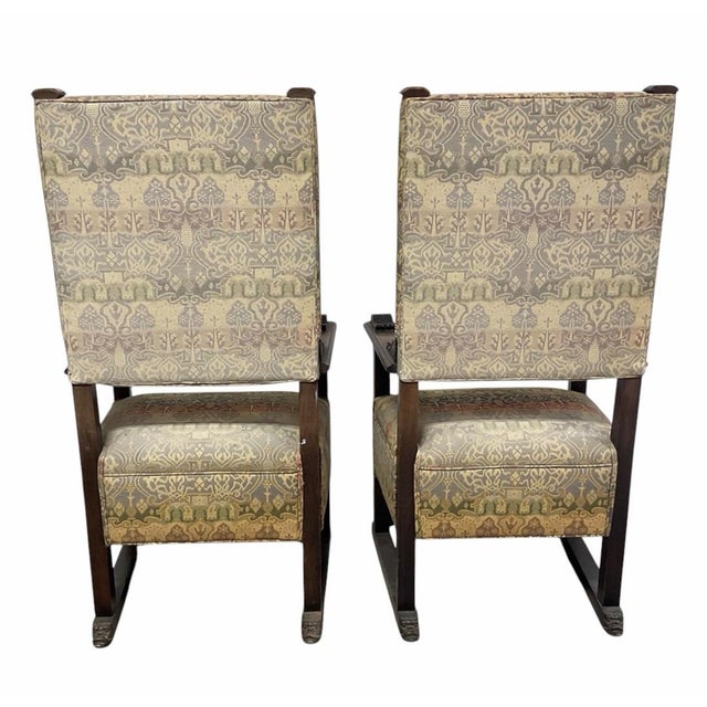 Pair of 19th Century Italian Renaissance Revival Walnut Armchairs For Sale - Image 10 of 12