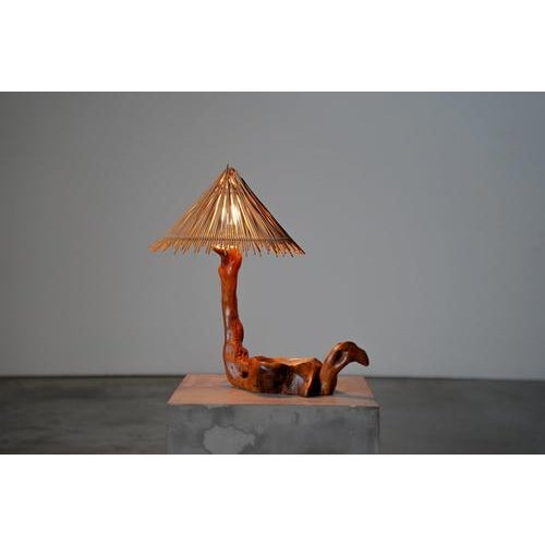 Vintage French Grape Wood Desk Lamp, 1960s For Sale - Image 4 of 7