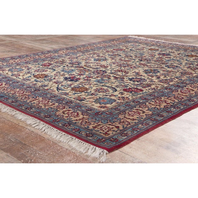 Textile Vintage Persian Isfahan Rug - 05'00 X 06'09 For Sale - Image 7 of 9