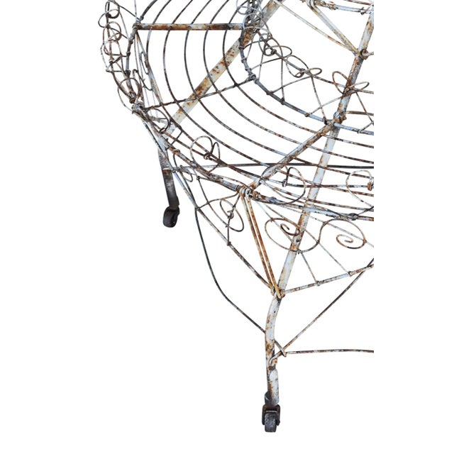 Antique Ornate French Half-Circled Tiered Heart Wire Plant Stand W/ Castor Wheels For Sale - Image 9 of 9