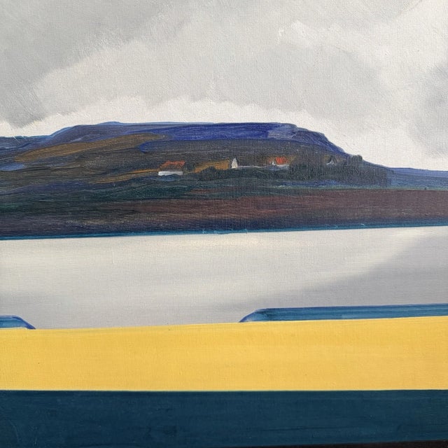 Mid 20th Century Danish Mid Century Abstract Coastal Landscape Oil Painting by Knud Horup, Circa 1950s For Sale - Image 5 of 11